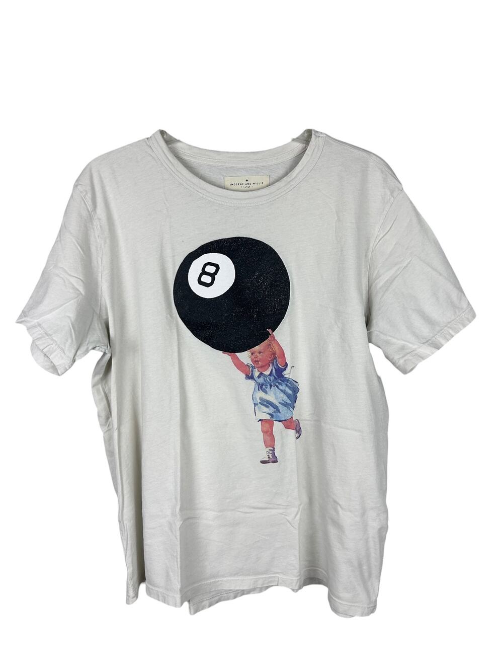 Imogene and Willie Ask Me Anything Magic 8 Ball Broken In Tee L